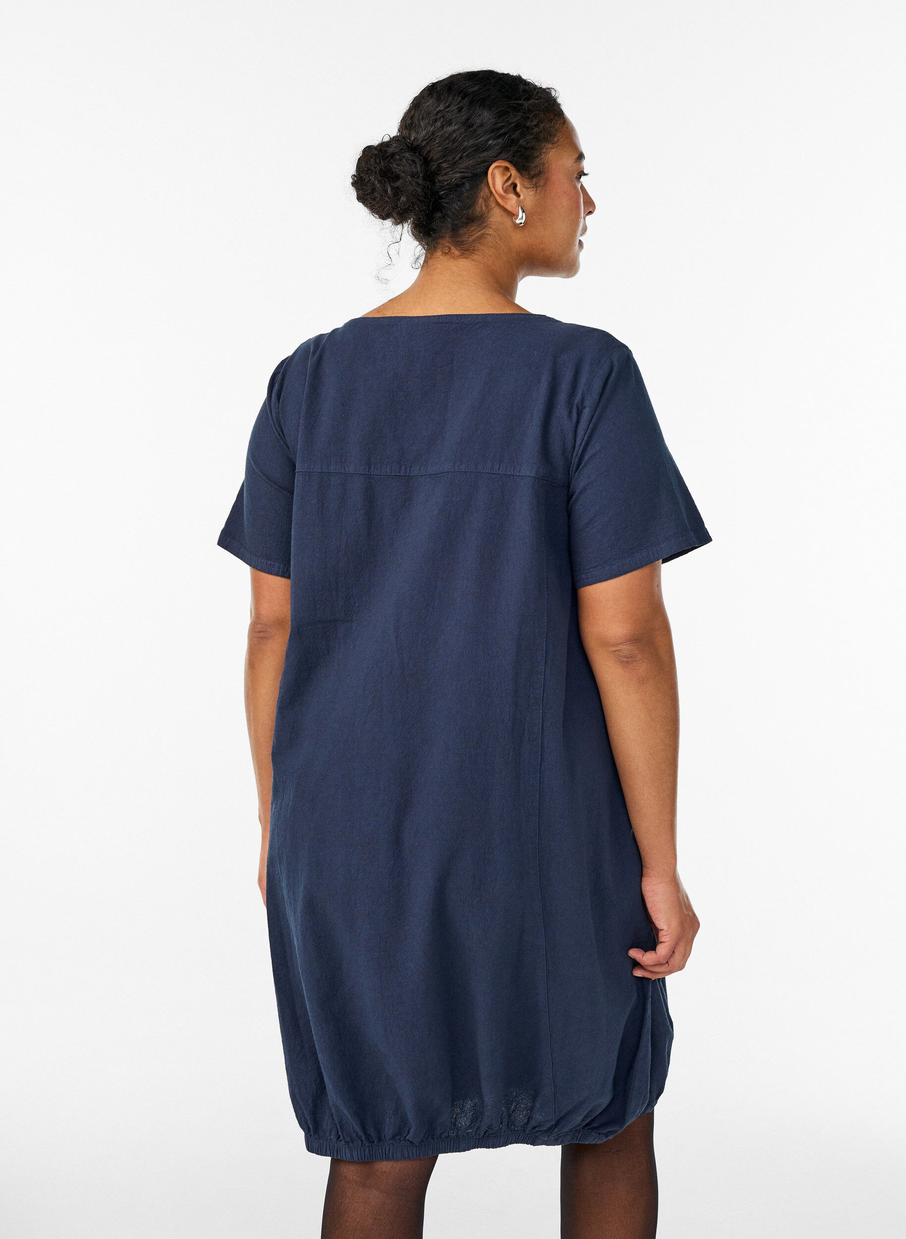 ZizziRobe en coton &agrave; manches courtes, Bleu, Model image number 2