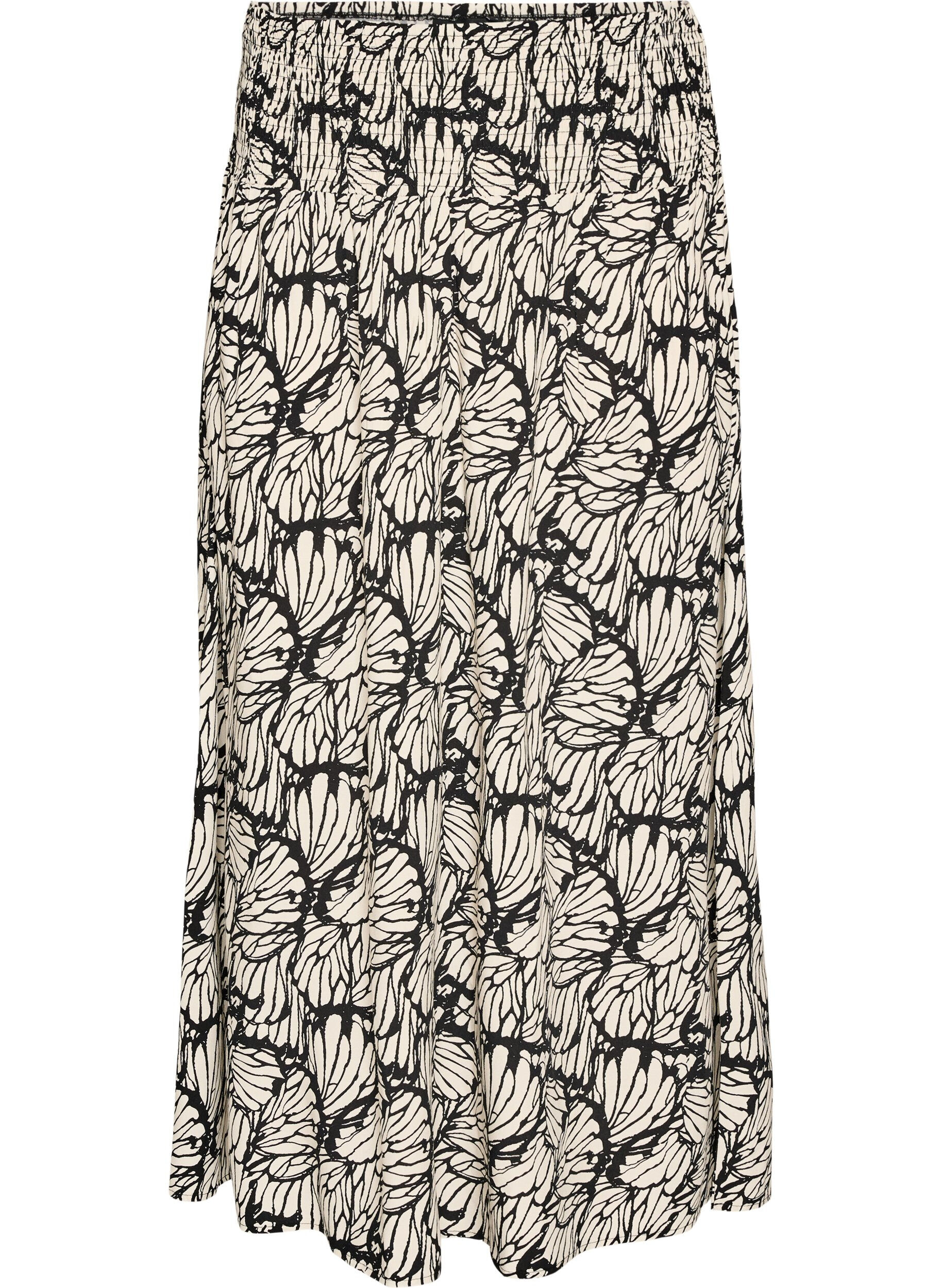 ZizziJupe longue en viscose avec smocks, Noir, Packshot image number 0