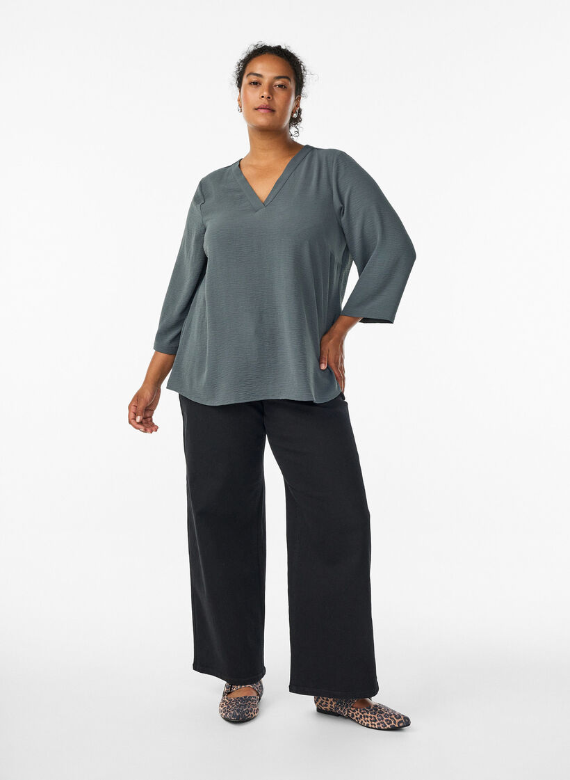 FLASH - Chemisier &agrave; manches 3/4, Vert fonc&eacute;, Model image number 1