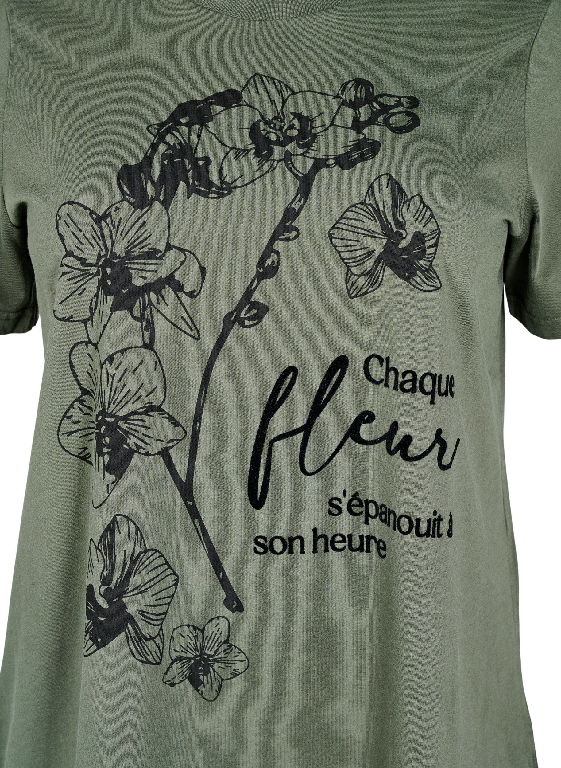 Zizzi Tee-shirt en coton biologique avec imprim&eacute;, Vert, Packshot image number 2