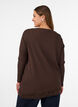 Blouse en jersey avec bordure en dentelle asym&eacute;trique, Marron, Model image number 2