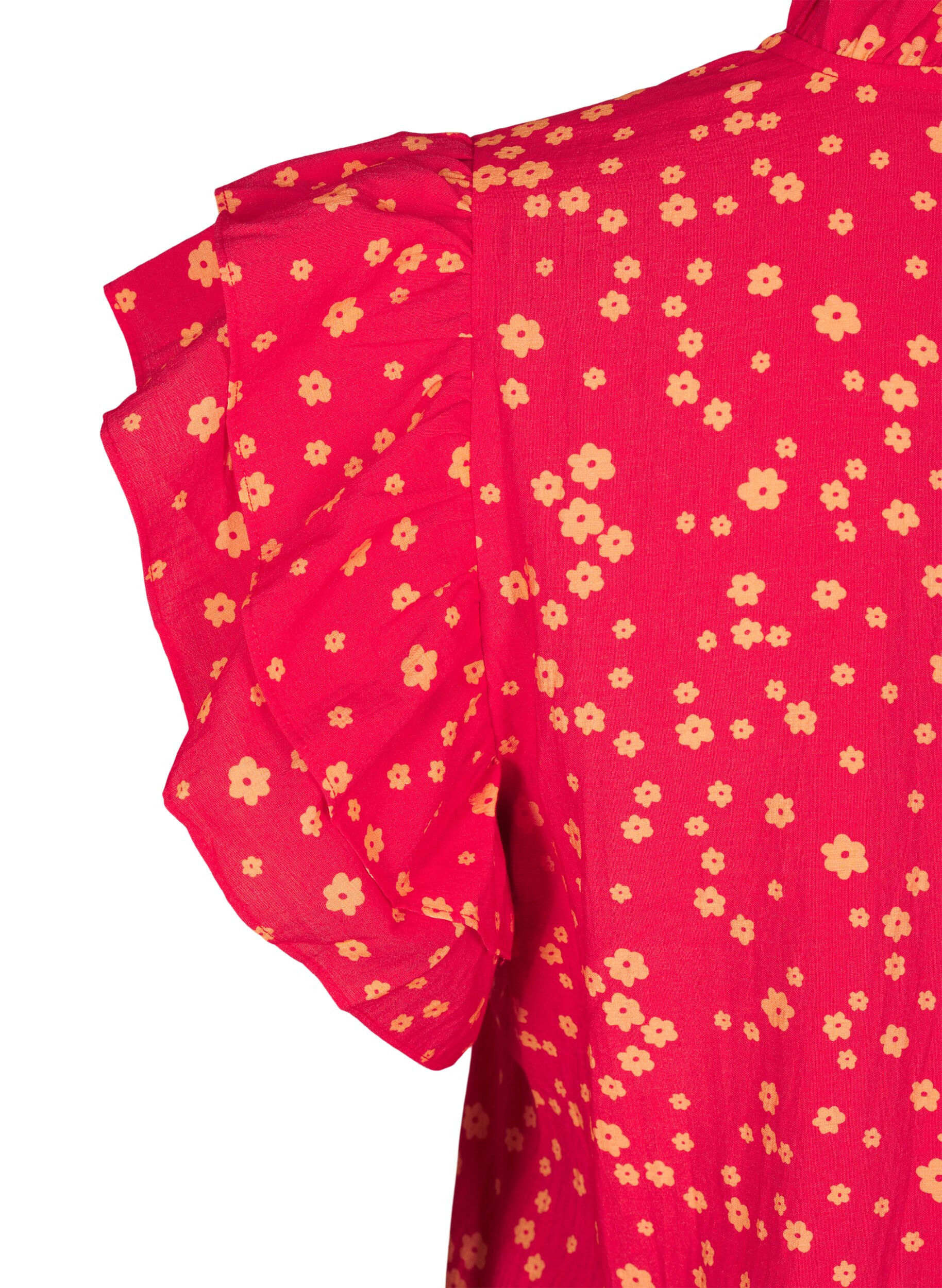 Zizzi Robe courte avec des d&eacute;tails volants, Rouge, Packshot image number 3