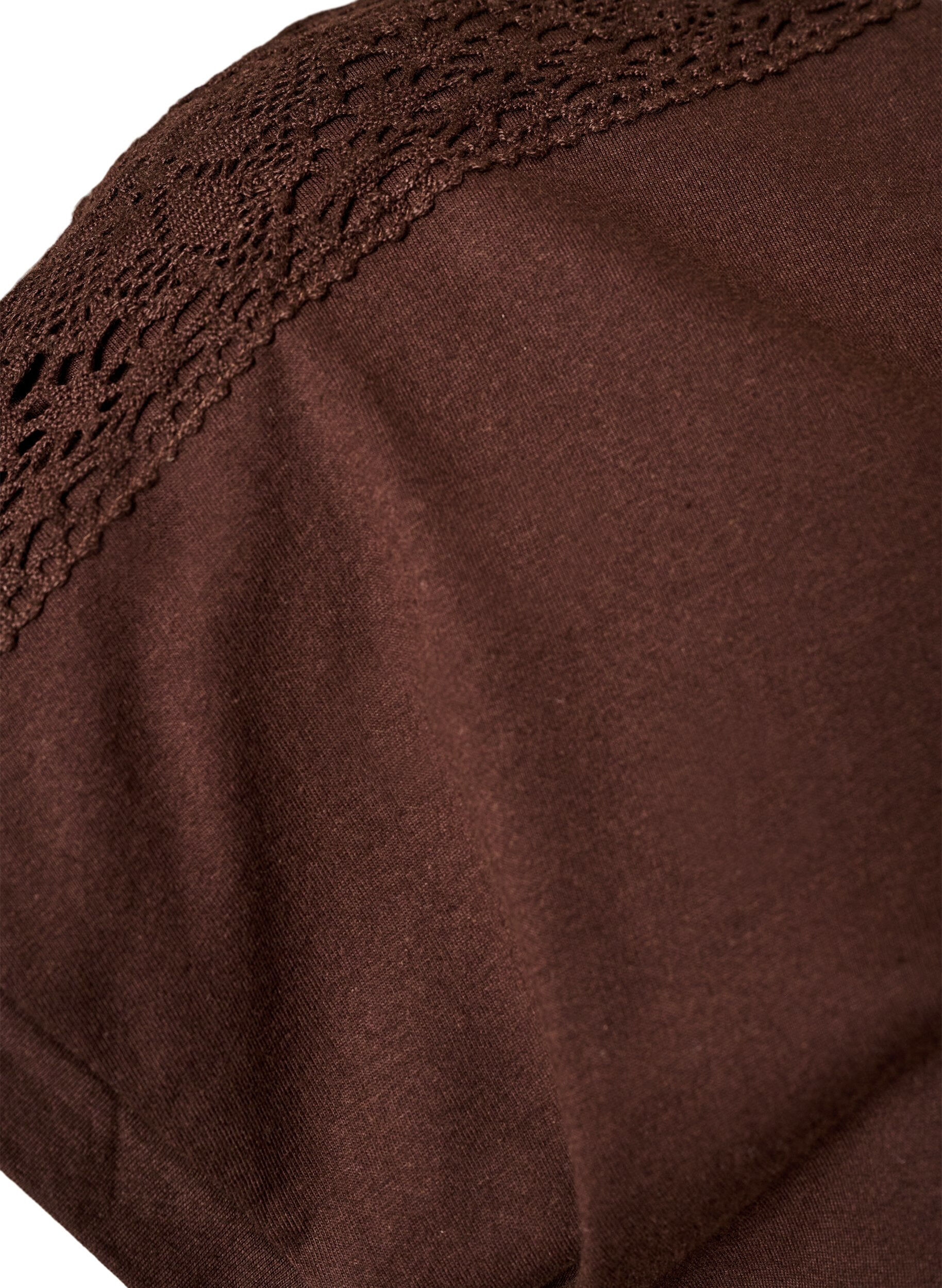 ZizziT-shirt en coton avec d&eacute;tails en crochet, Marron, Packshot image number 3