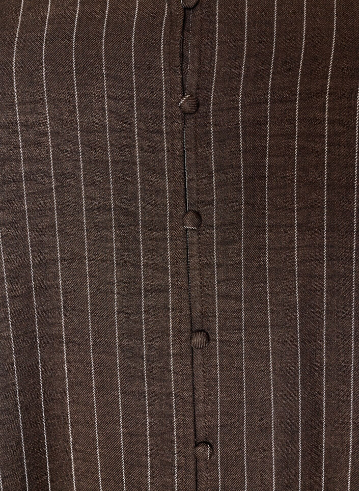 Robe mi-longue avec de fines rayures et des finitions en dentelle, Marron, Packshot image number 2