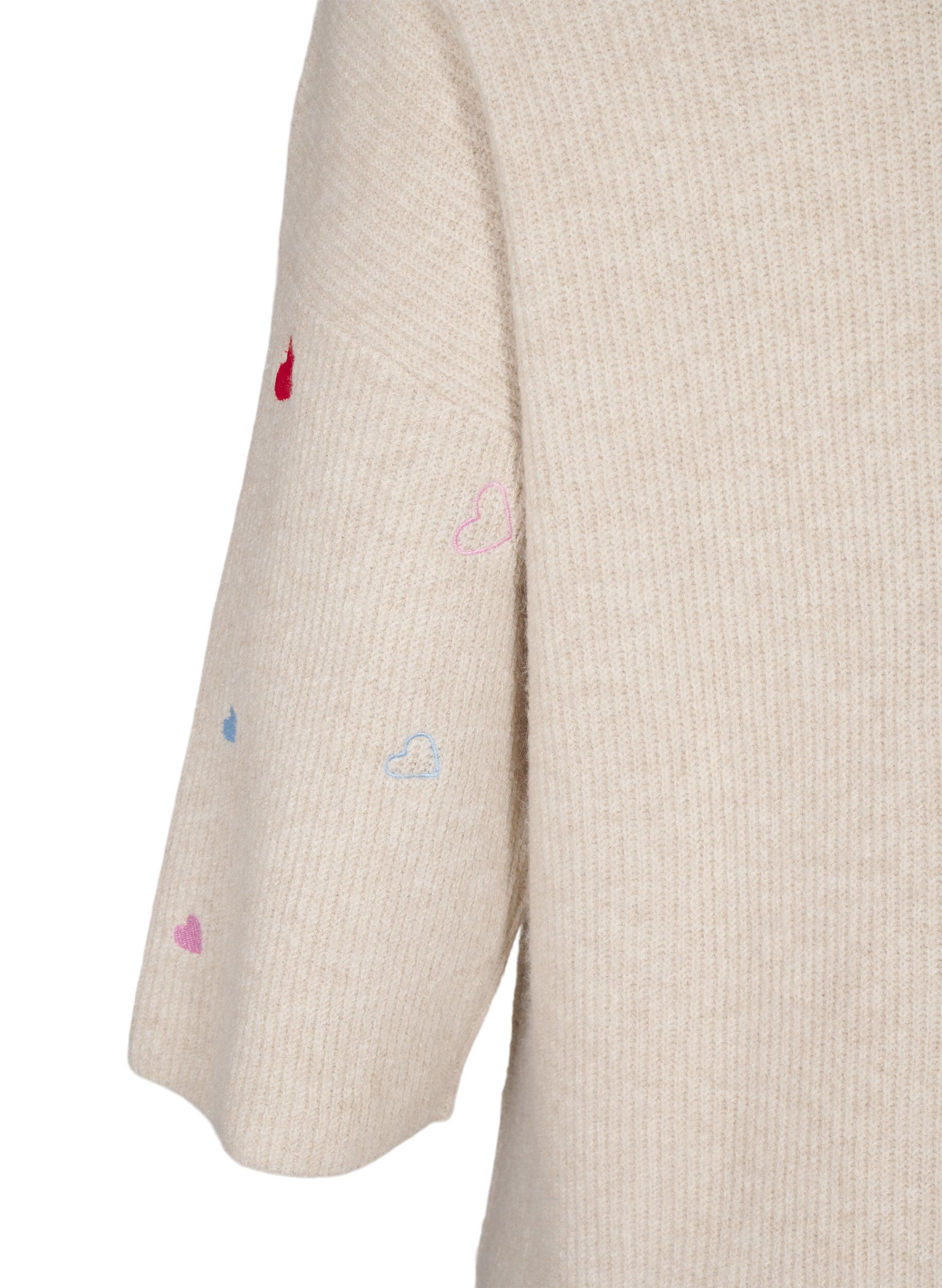 ZizziChemisier en jersey avec des c&oelig;urs et manches 3/4, Beige, Packshot image number 3