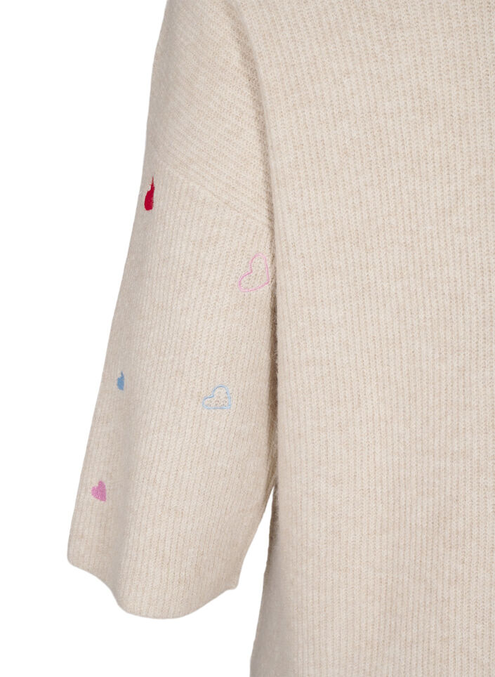 Chemisier en jersey avec des c&oelig;urs et manches 3/4, Beige, Packshot image number 3