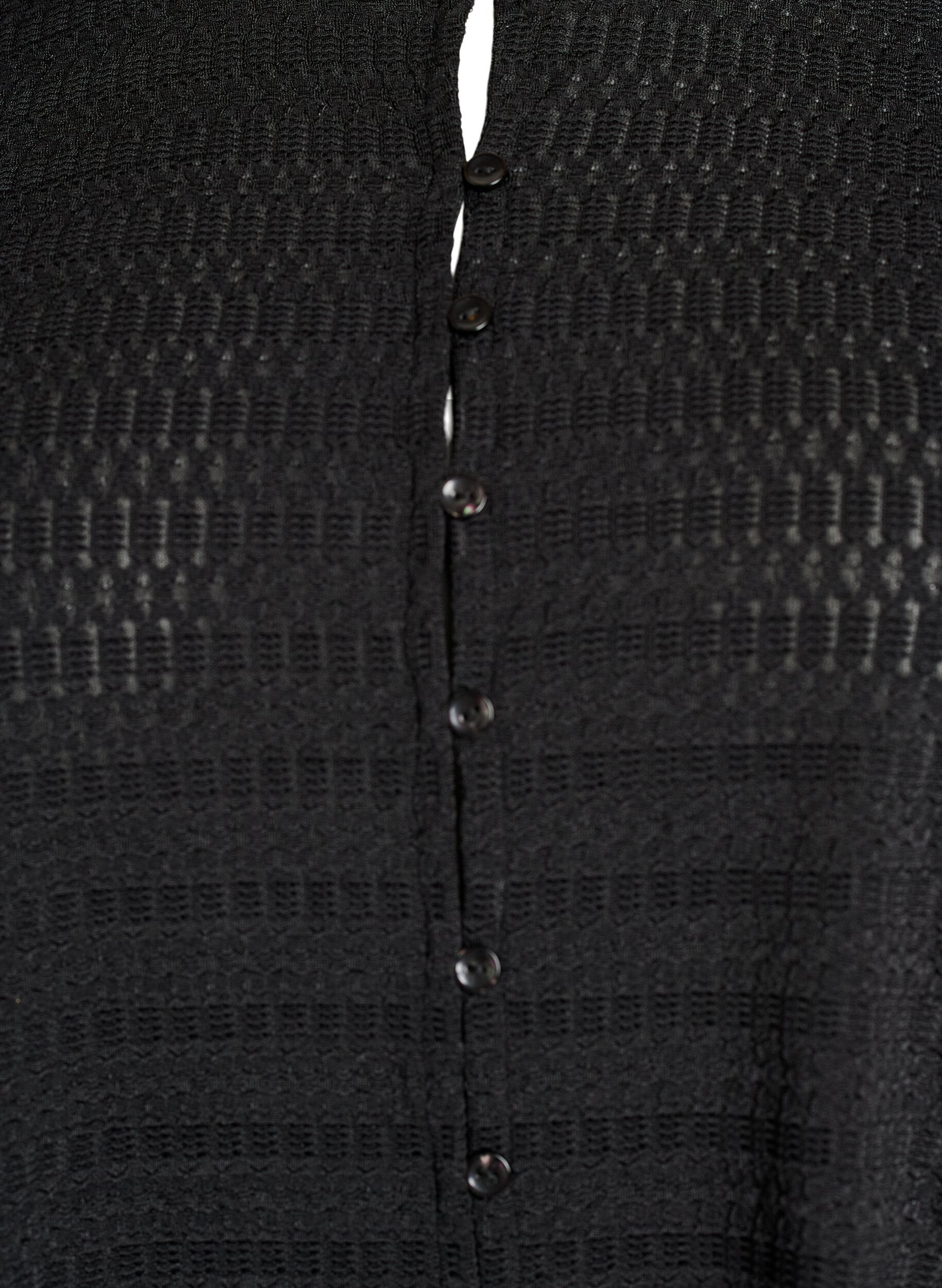 Zizzi Blouse avec motif textur&eacute; et fermeture boutonn&eacute;e, Noir, Packshot image number 2