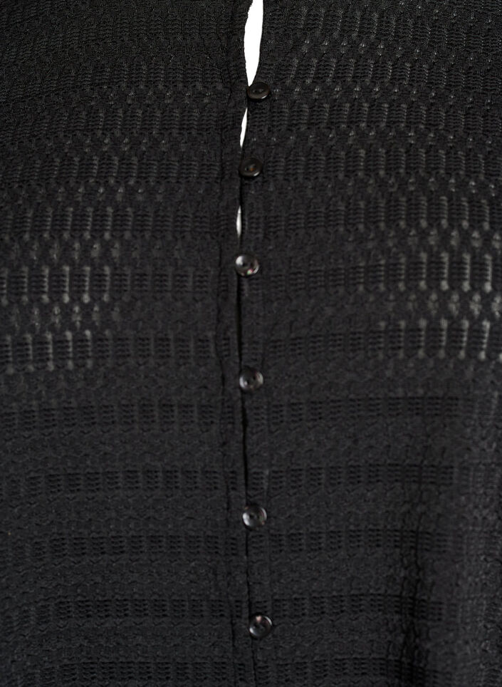 Blouse avec motif textur&eacute; et fermeture boutonn&eacute;e, Noir, Packshot image number 2