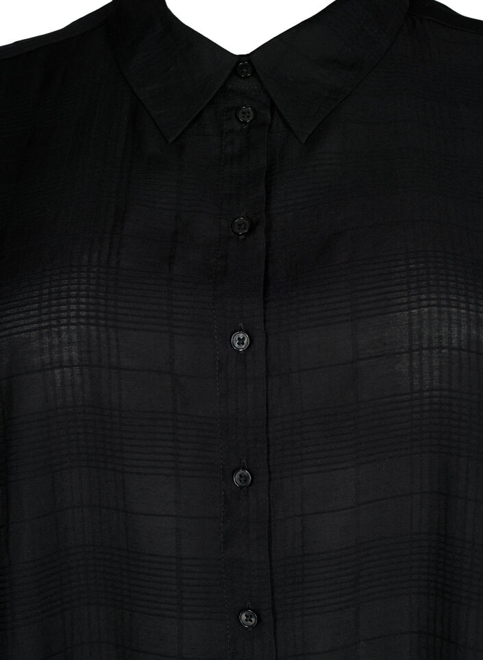 Chemise longue en viscose avec structure, Black, Packshot image number 2