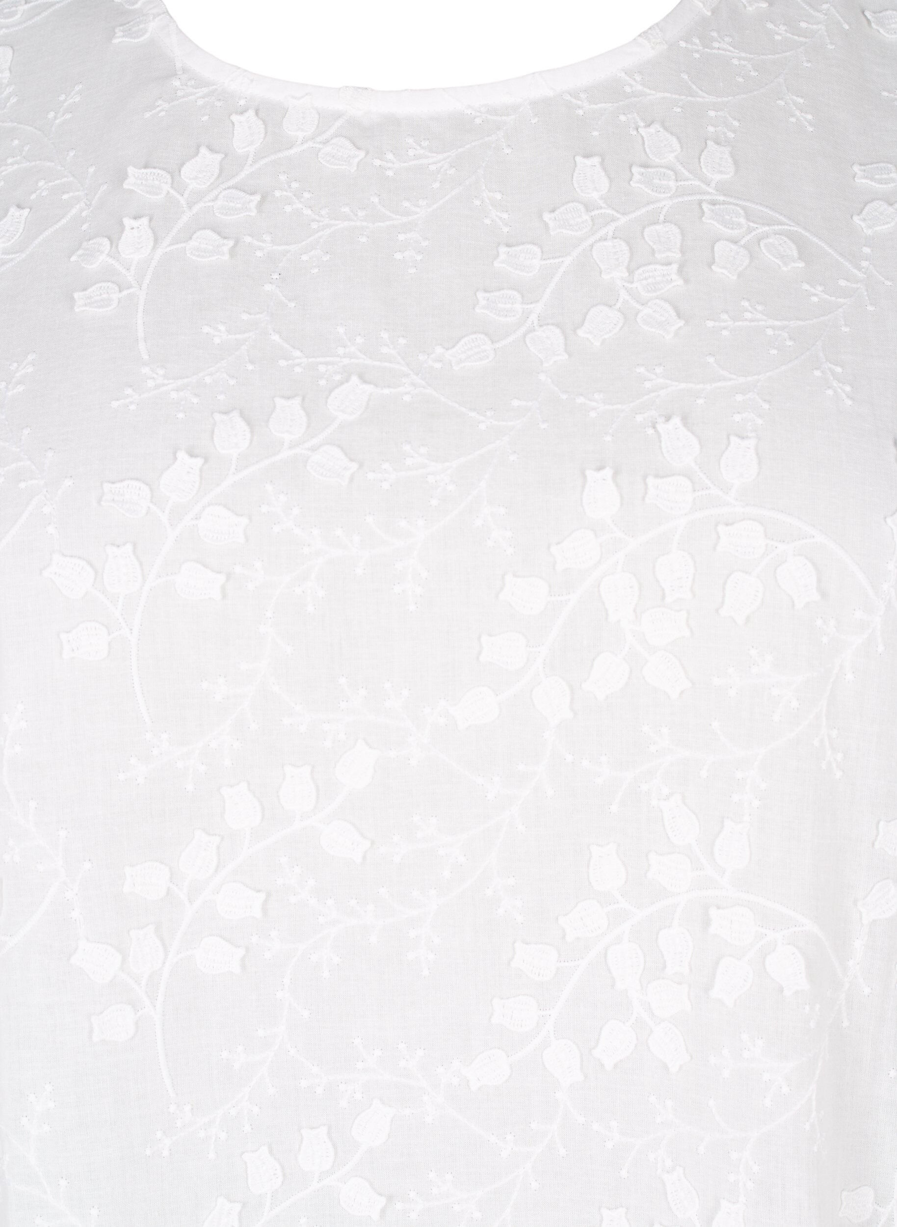 Zizzi Chemisier &agrave; manches courtes, &agrave; broderie et &agrave; col rond, Blanc, Packshot image number 2