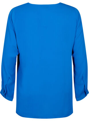 Chemise de couleur unie avec col en V, Princess Blue, Packshot image number 1
