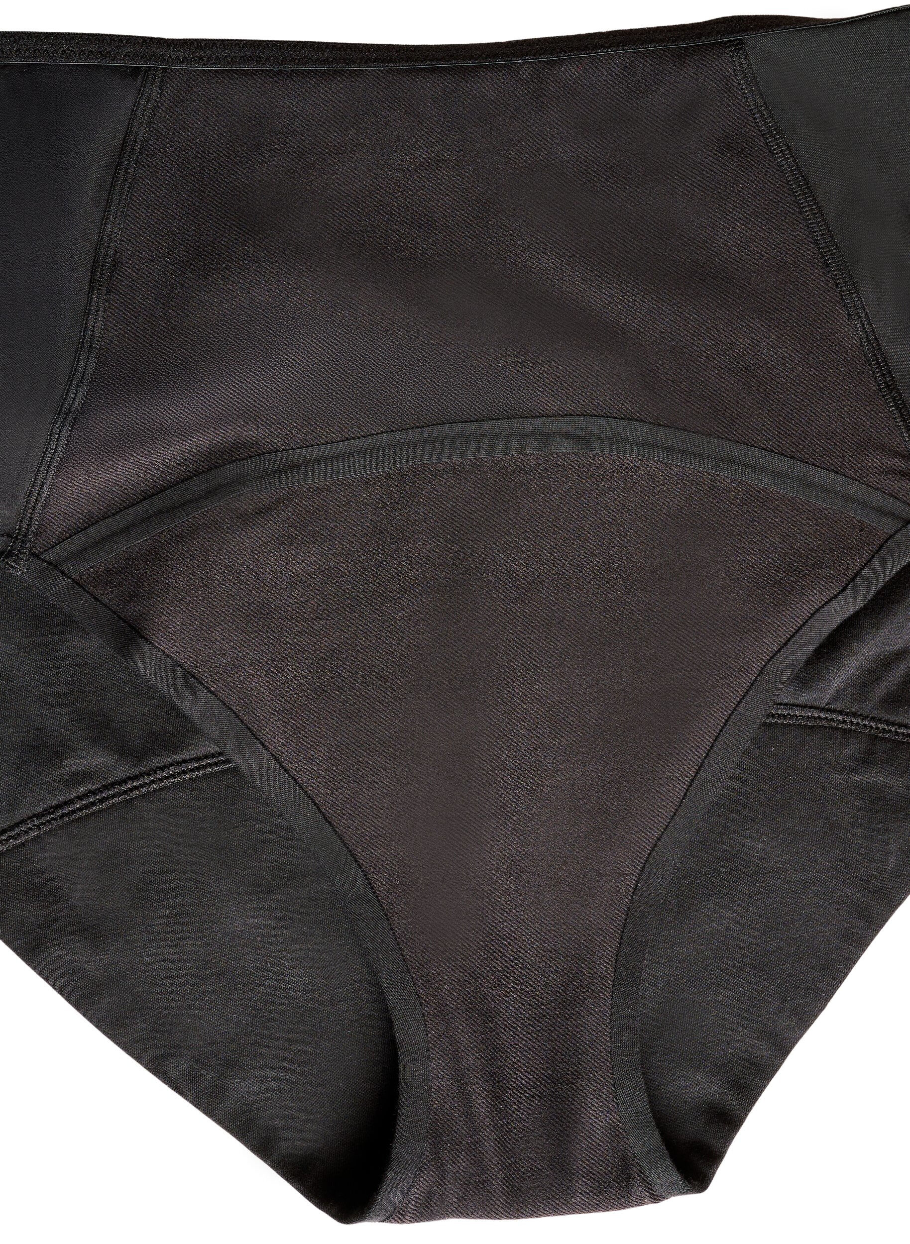 Zizzi Culotte menstruelle de nuit taille haute en coton, Noir, Packshot image number 3