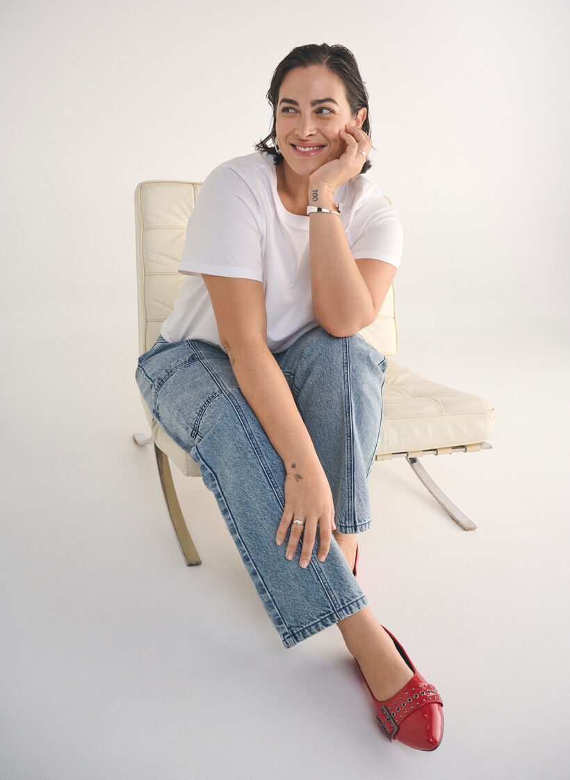 Jeans cargo taille haute, Bleu Clair, Image image number 0