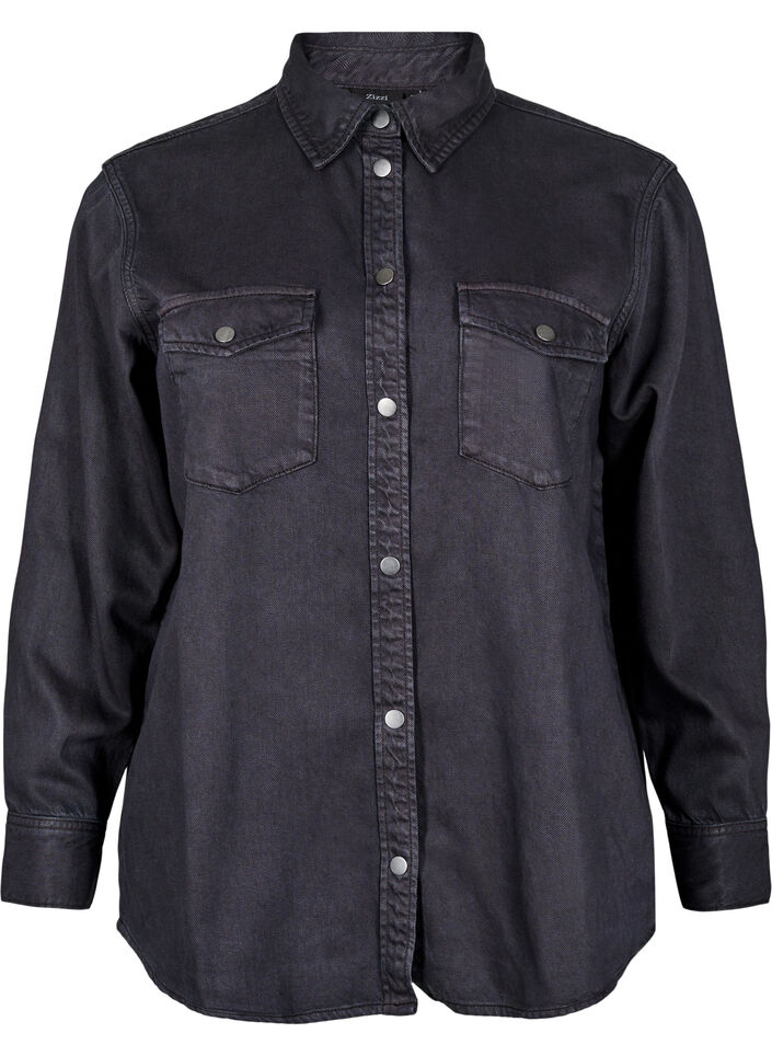 Chemise en jean avec poches de poitrine, Noir, Packshot image number 0
