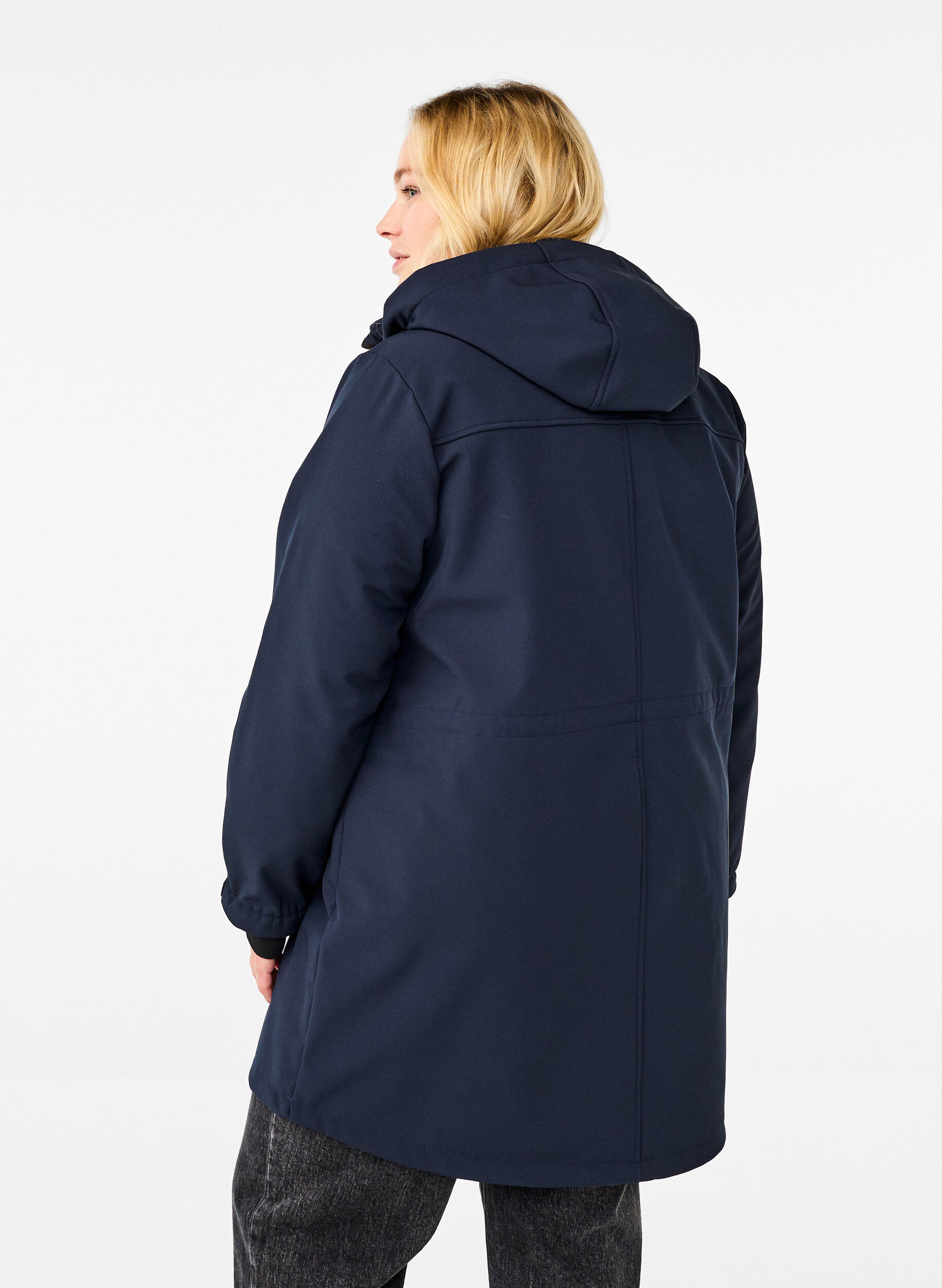 Zizzi Veste softshell avec capuche amovible, Bleu, Model image number 2