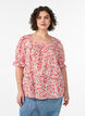 Blouse en coton avec encolure carr&eacute;e, Rouge, Model image number 0