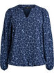 Blouse à manches longues avec broderie florale, Bleu, Packshot image number 0