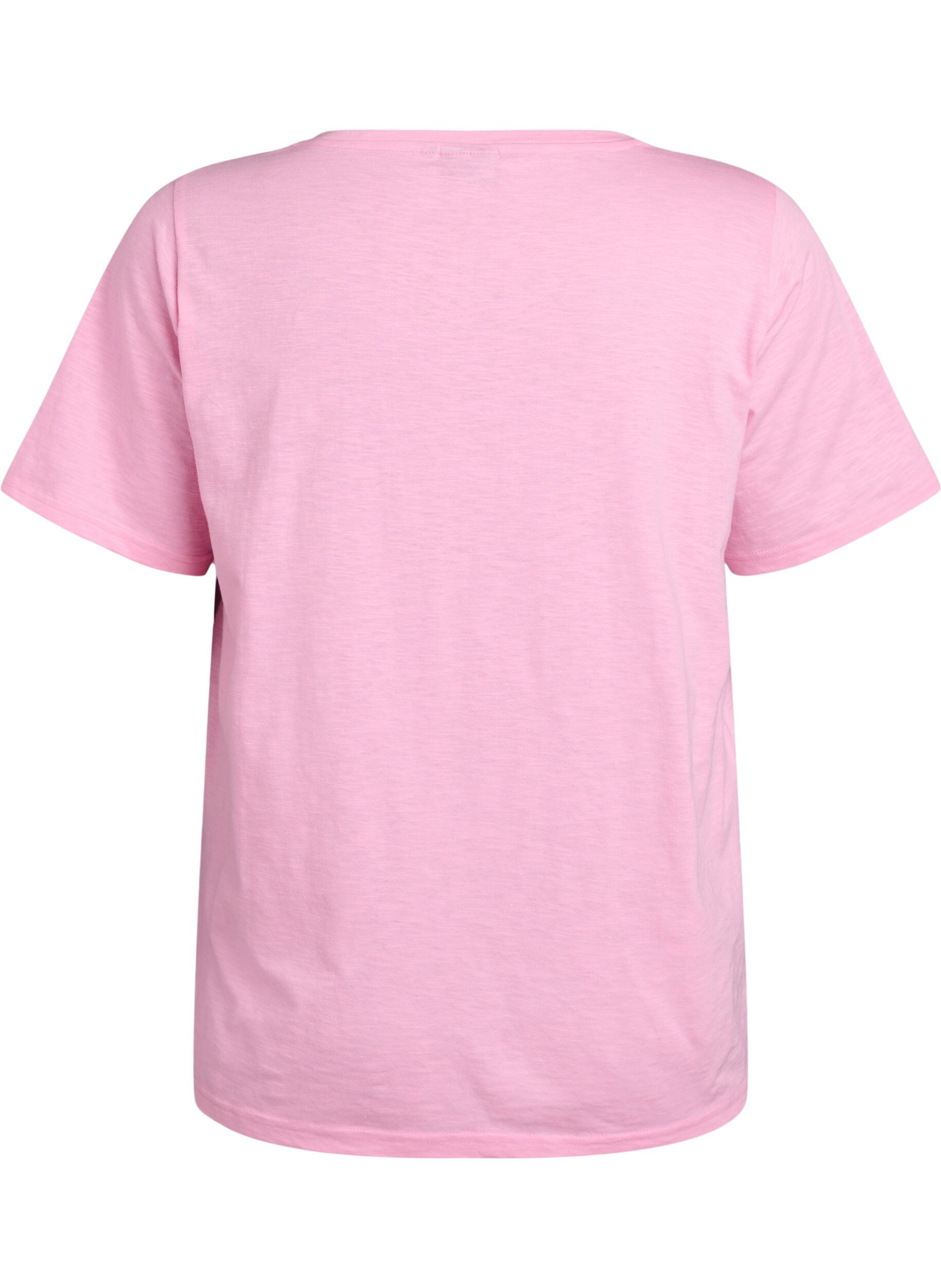 ZizziT-shirt basique &agrave; manches courtes avec col en V, Rose, Packshot image number 1