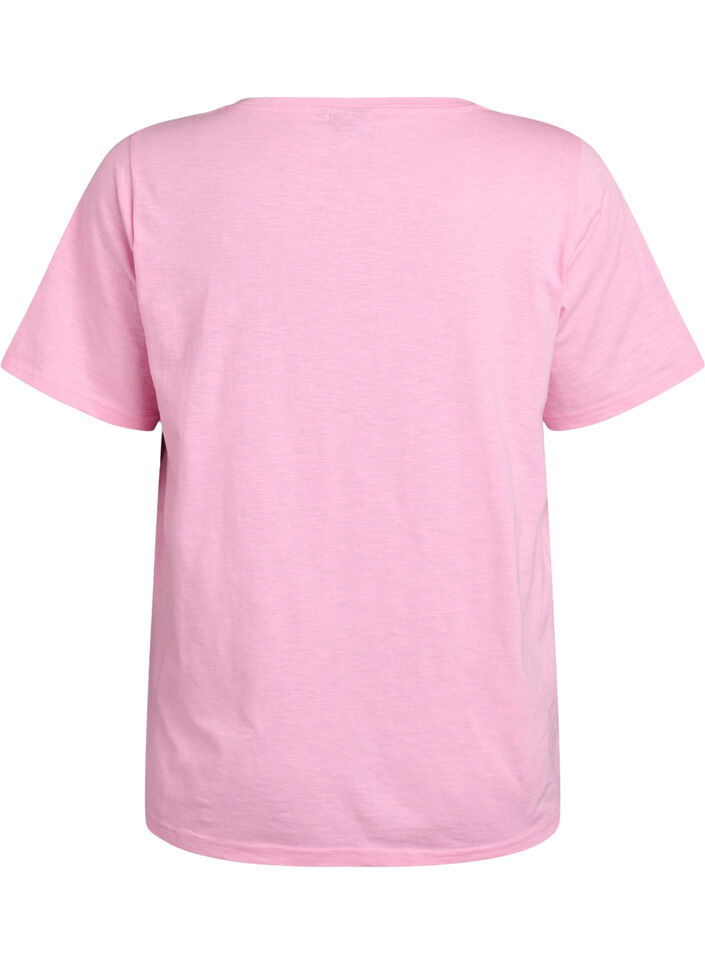 T-shirt basique &agrave; manches courtes avec col en V, Rose, Packshot image number 1