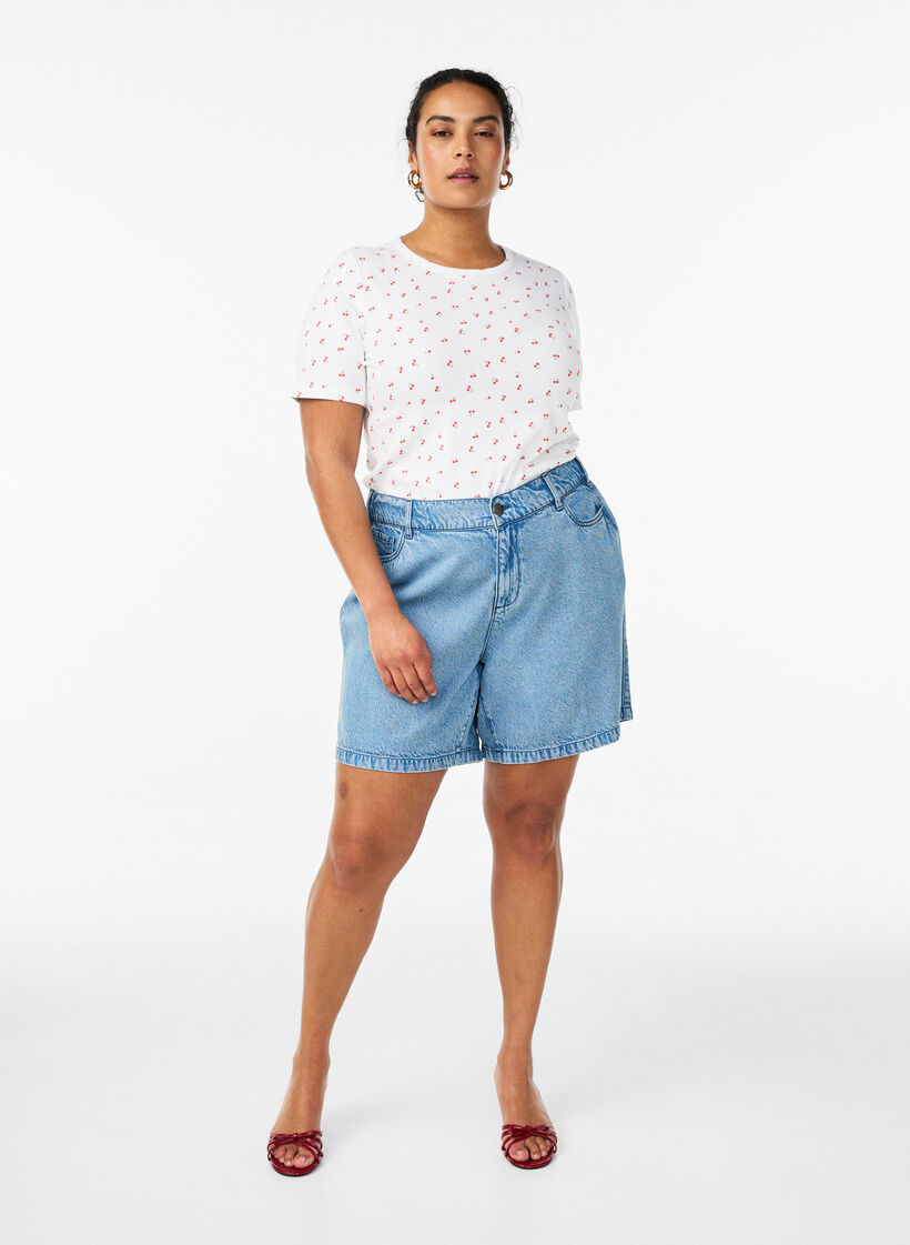 T-shirt en coton avec imprim&eacute; int&eacute;gral, Vanille, Model image number 1