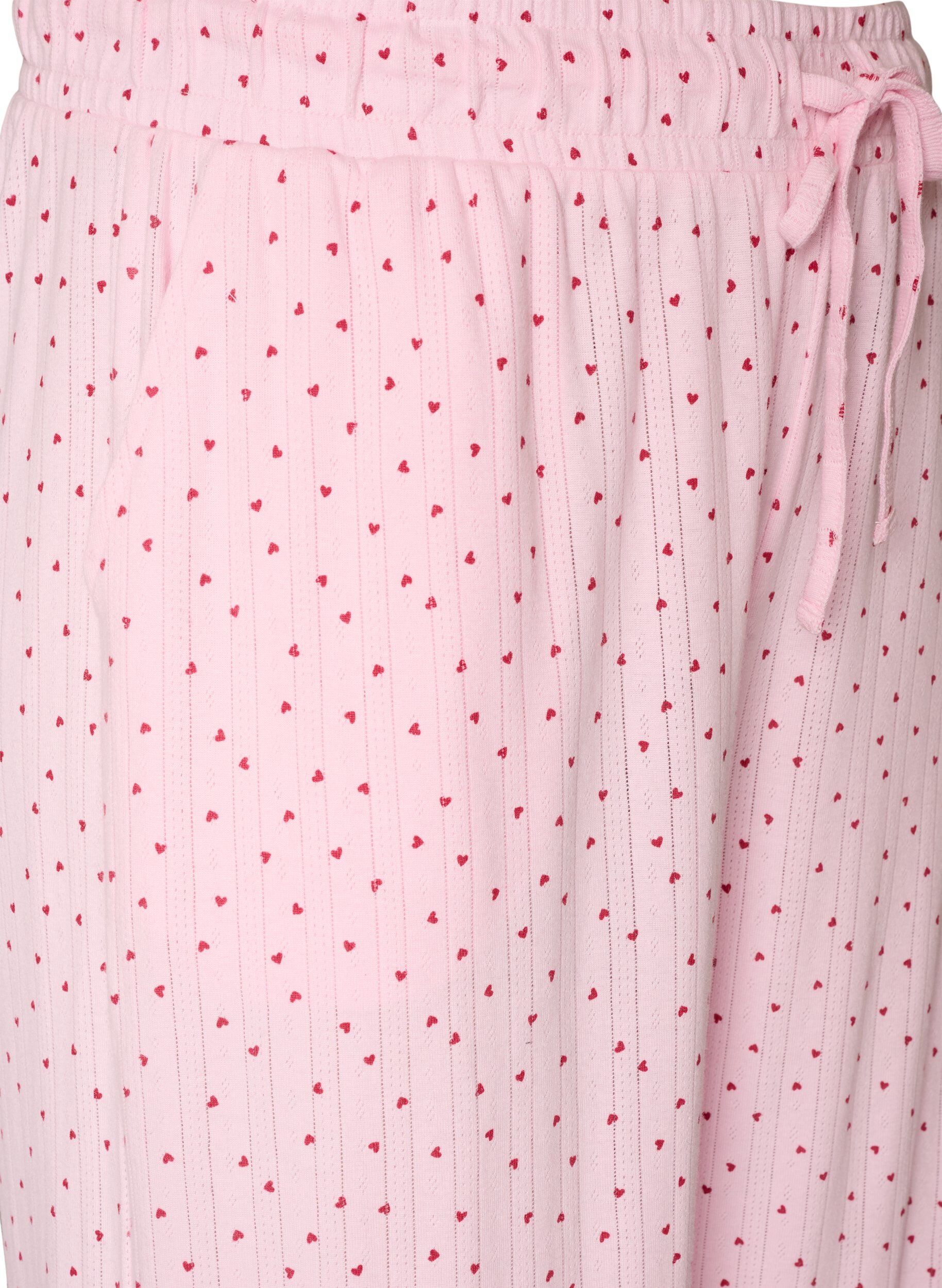 ZizziPantalon de pyjama en coton biologique avec broderie ajour&eacute;e, Rose, Packshot image number 2