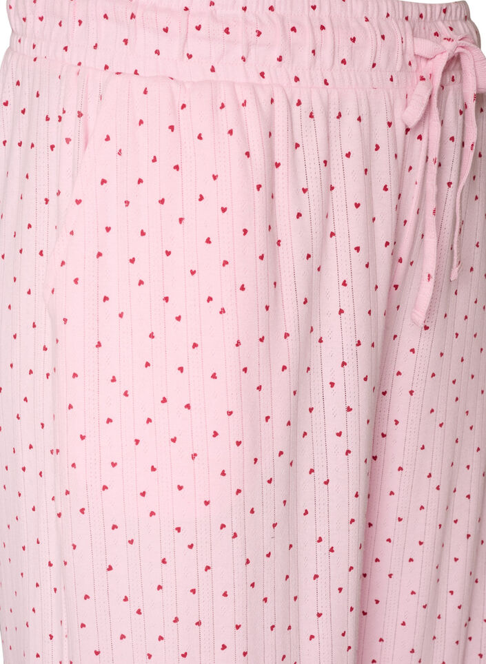 Pantalon de pyjama en coton biologique avec broderie ajour&eacute;e, Rose, Packshot image number 2
