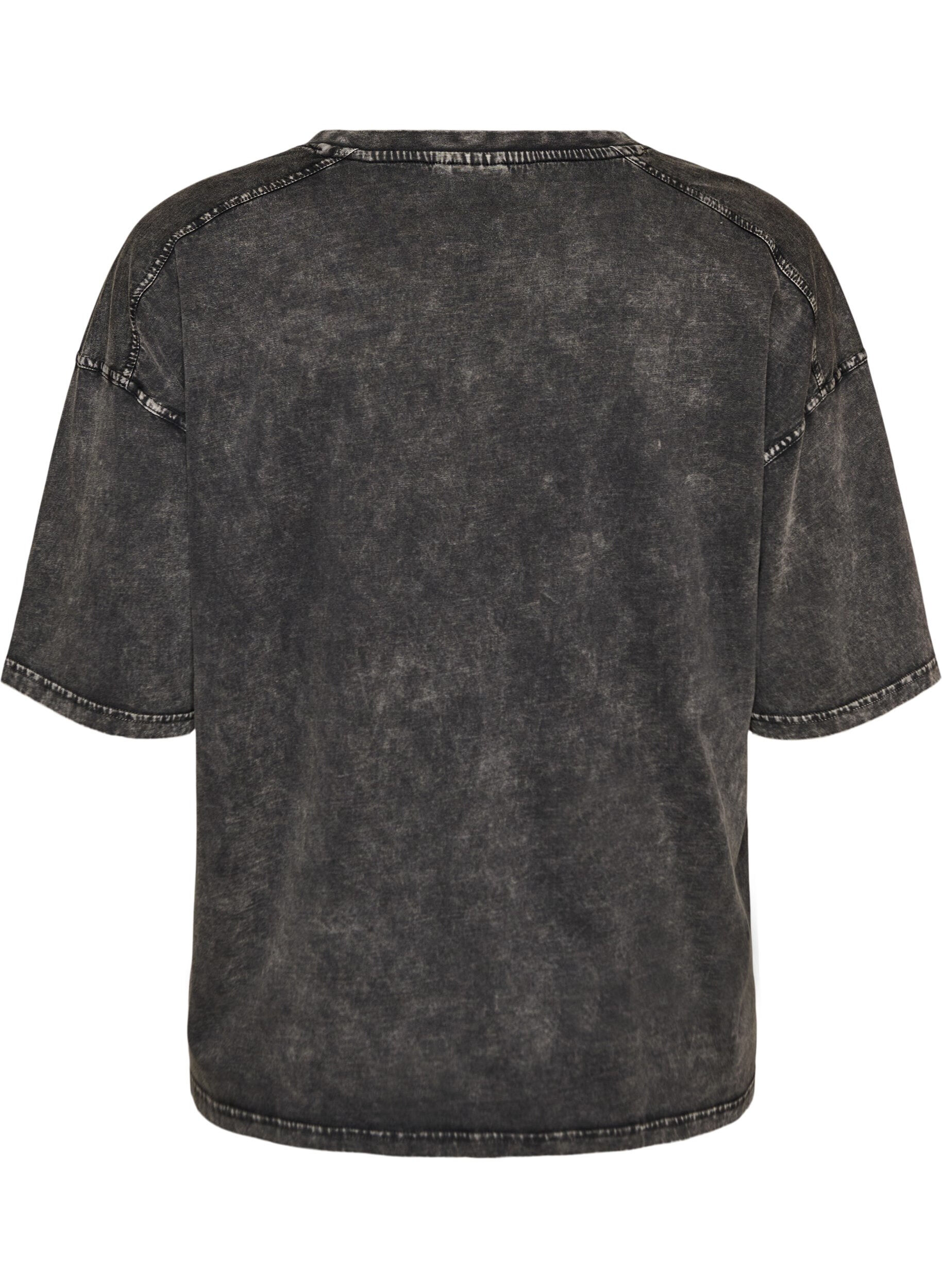 ZizziT-shirt oversize en coton bio avec un imprim&eacute; college, Noir, Packshot image number 1