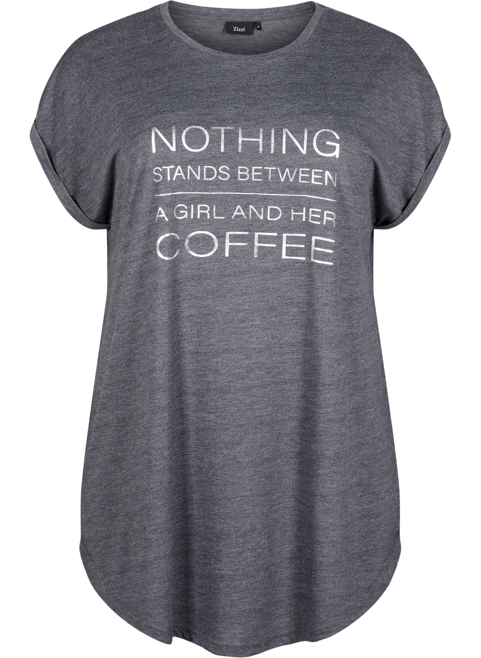 Zizzi Chemise de nuit &agrave; manches courtes avec imprim&eacute; de texte, , Packshot image number 0