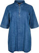 Petite robe en jean avec fermeture &eacute;clair et manches 3/4, Bleu, Packshot image number 0