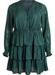Robe courte &agrave; volants et motif textur&eacute;, Vert fonc&eacute;, Packshot image number 0