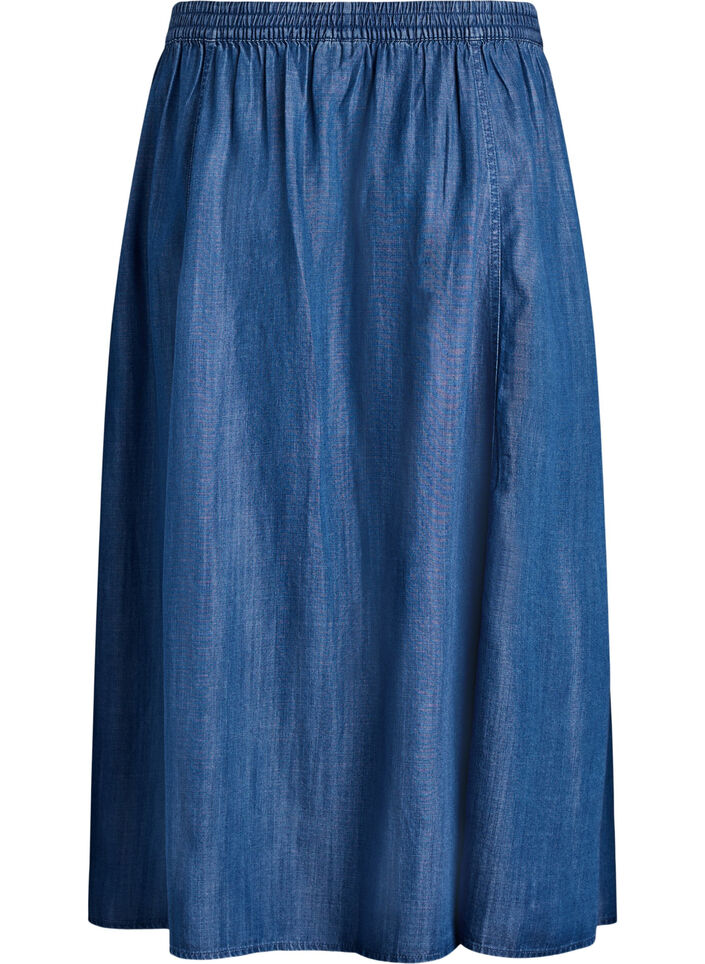 Jupe longue en lyocell aspect denim, Bleu, Packshot image number 1