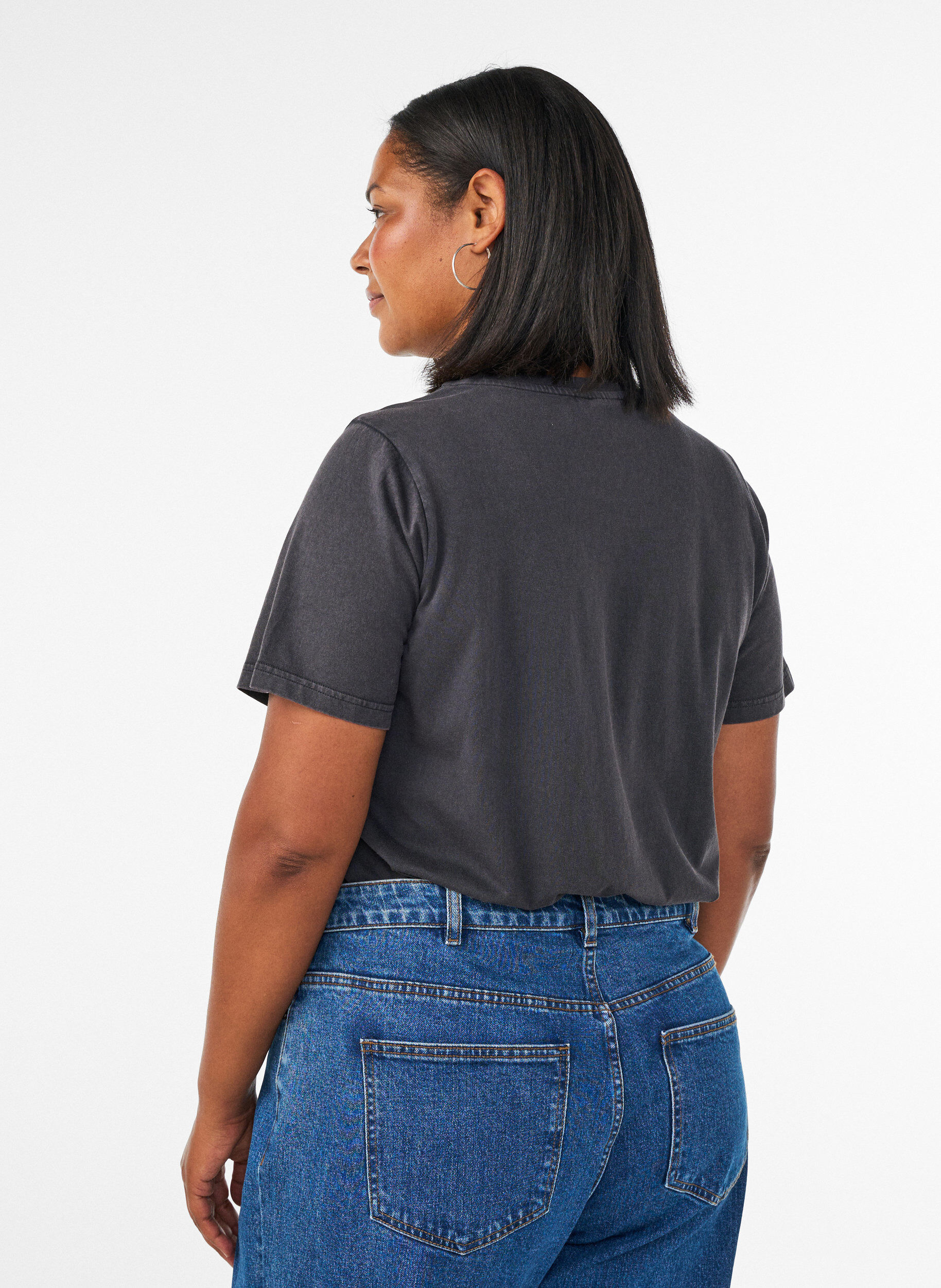 ZizziT-shirt en coton bio avec imprim&eacute;, Gris anthracite, Model image number 2