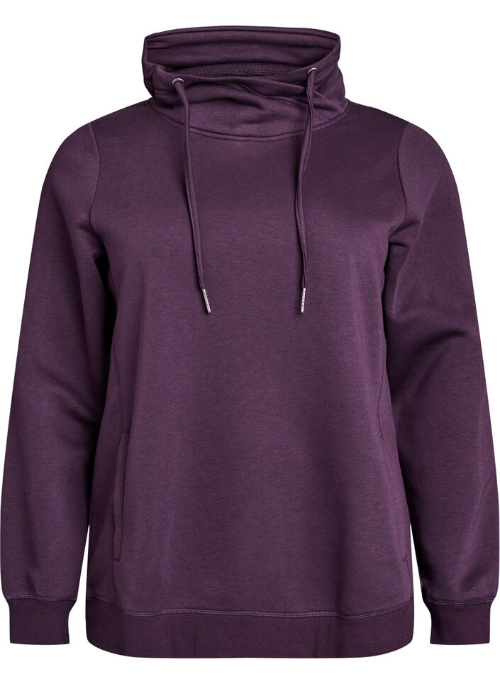 FLASH - Sweat à col montant et poches, Violet, Packshot image number 0