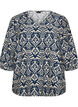Blouse imprim&eacute;e en viscose avec manches 3/4, Bleu, Packshot image number 0