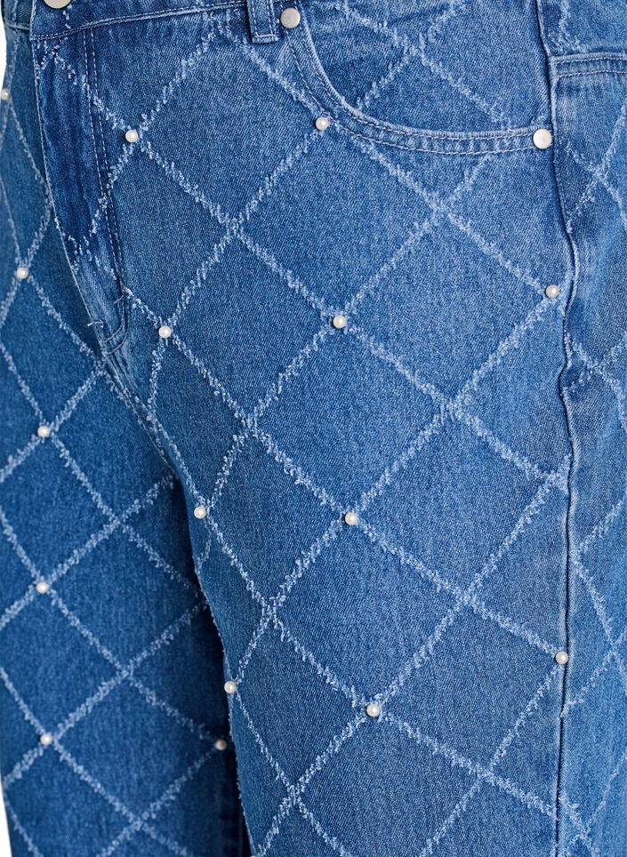 Jean Kiana taille haute et motif vieilli, Bleu Clair, Packshot image number 2