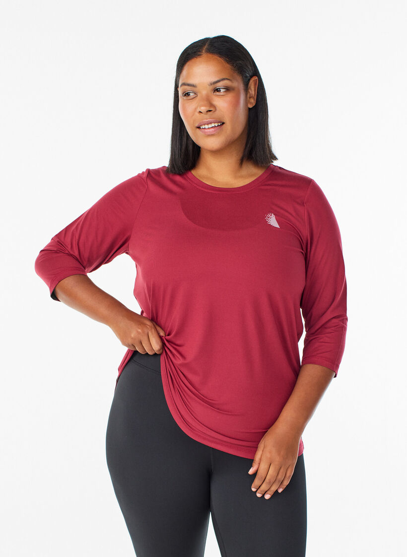 Haut de sport &agrave; manches 3/4, Rouge, Model image number 0