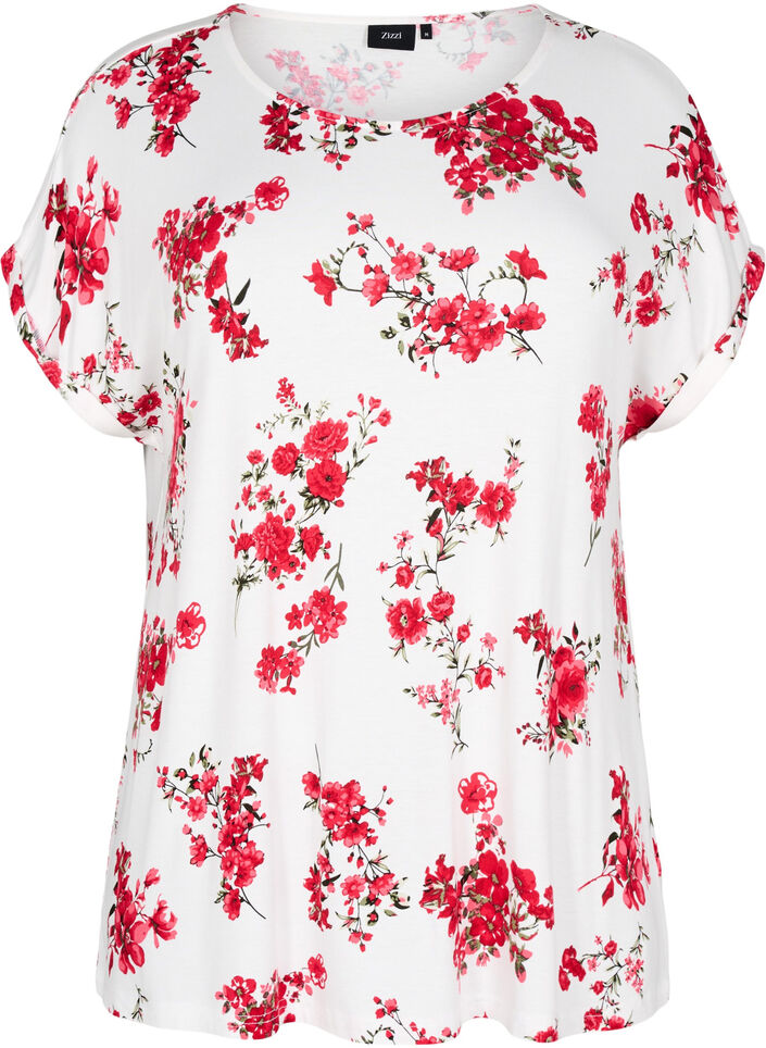 T-shirt avec imprim&eacute; floral, Rouge, Packshot image number 0