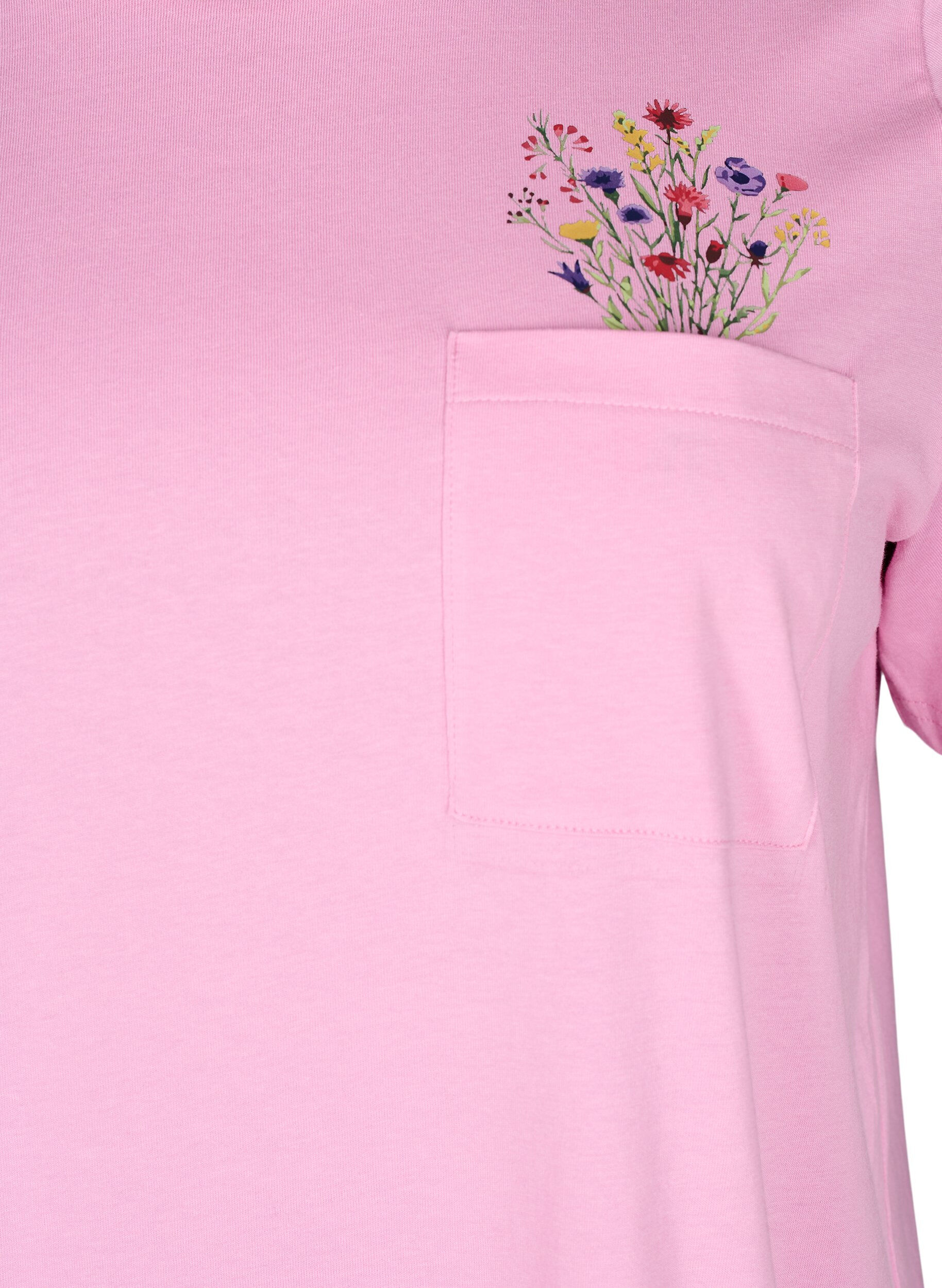 Zizzi T-shirt avec poche sur la poitrine, Rose, Packshot image number 2