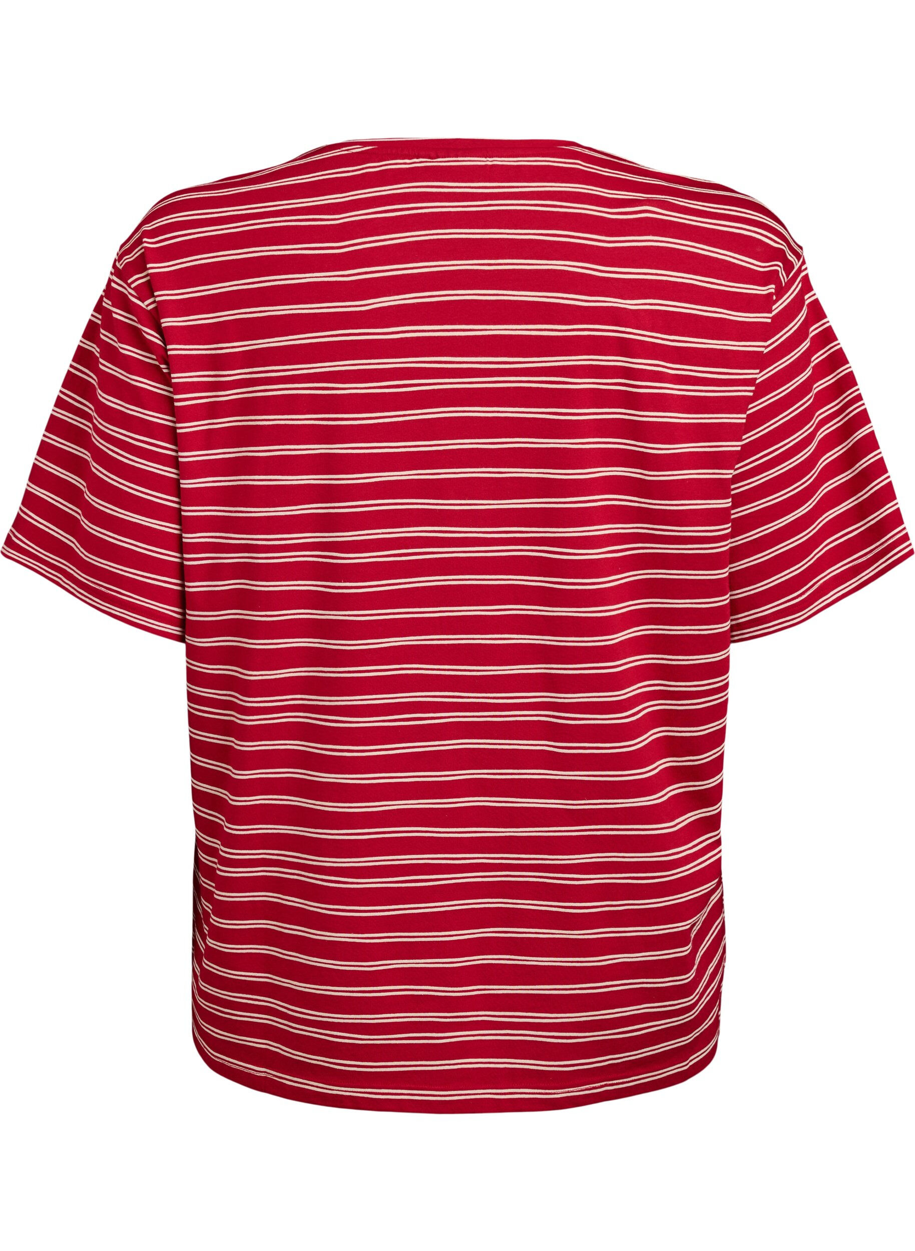 Zizzi T-shirt ray&eacute;, Rouge, Packshot image number 1