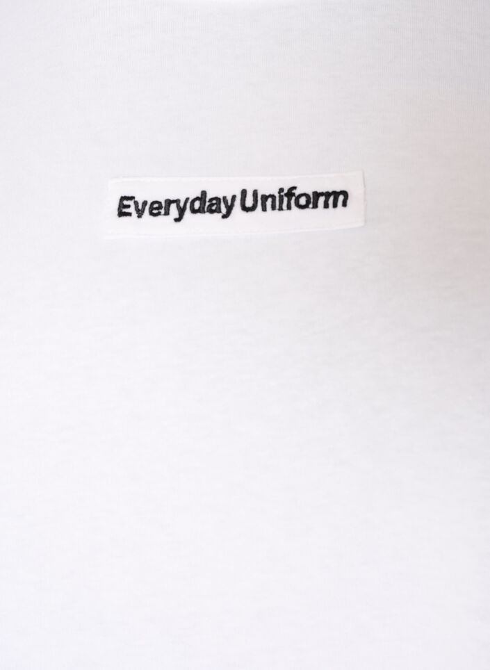 T-shirt en coton avec badge texte, Blanc, Packshot image number 2