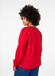 Sweat-shirt avec imprimé texte en relief, Rouge, Model image number 2