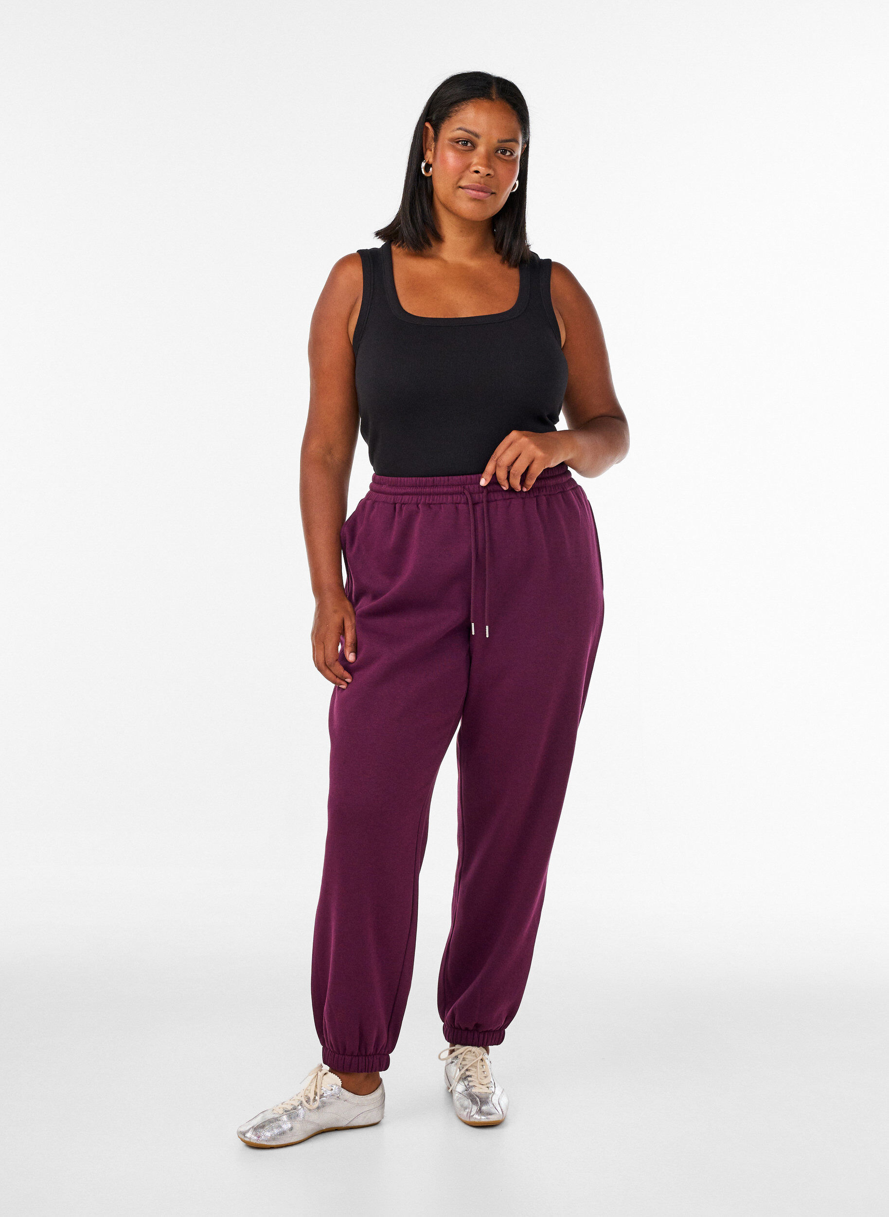 ZizziPantalon de jogging taille haute avec cordon de serrage, Violet, Model image number 0
