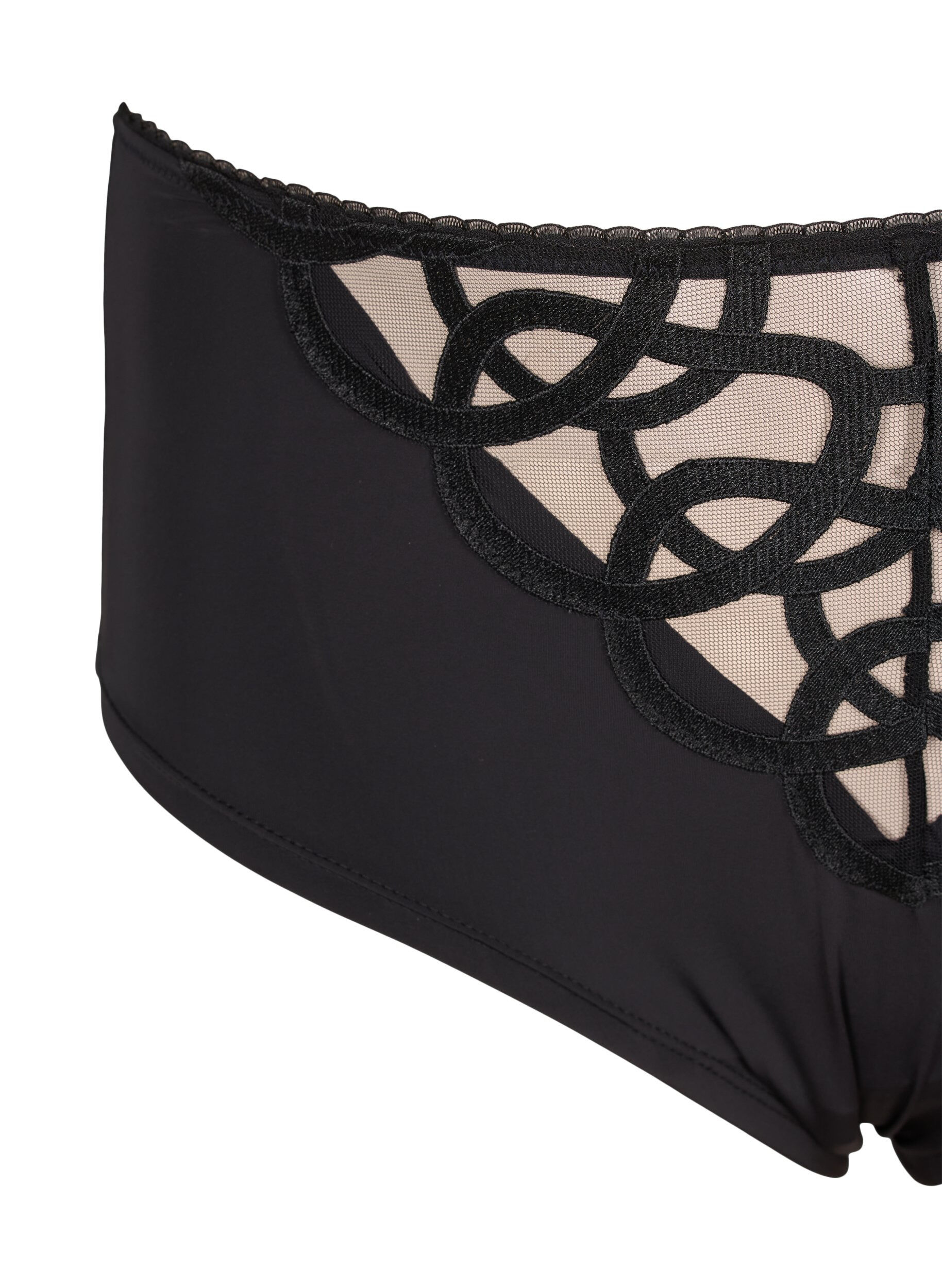 Zizzi Culottes microfibre avec d&eacute;tails en dentelle, Black, Packshot image number 2