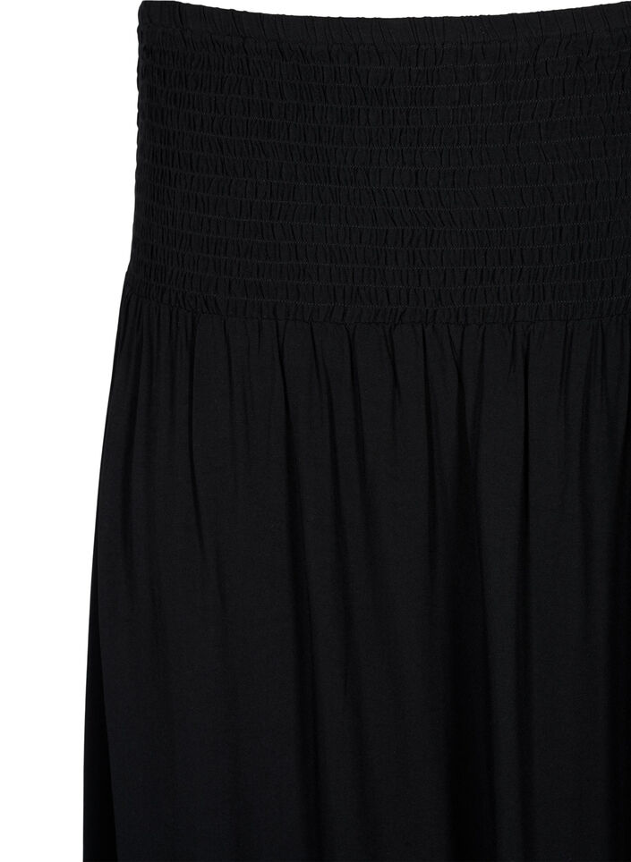 Jupe longue en viscose avec smocks, Noir, Packshot image number 2