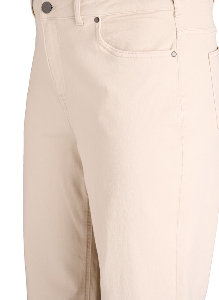 Jean Myra de couleur &agrave; coupe large et taille haute, Vanille, Packshot