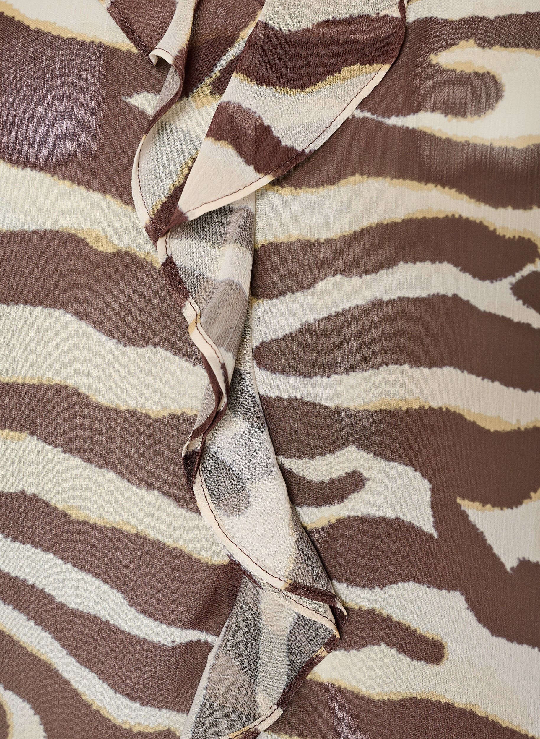 ZizziBlouse en mousseline avec imprim&eacute; z&egrave;bre et volants, Marron, Packshot image number 3