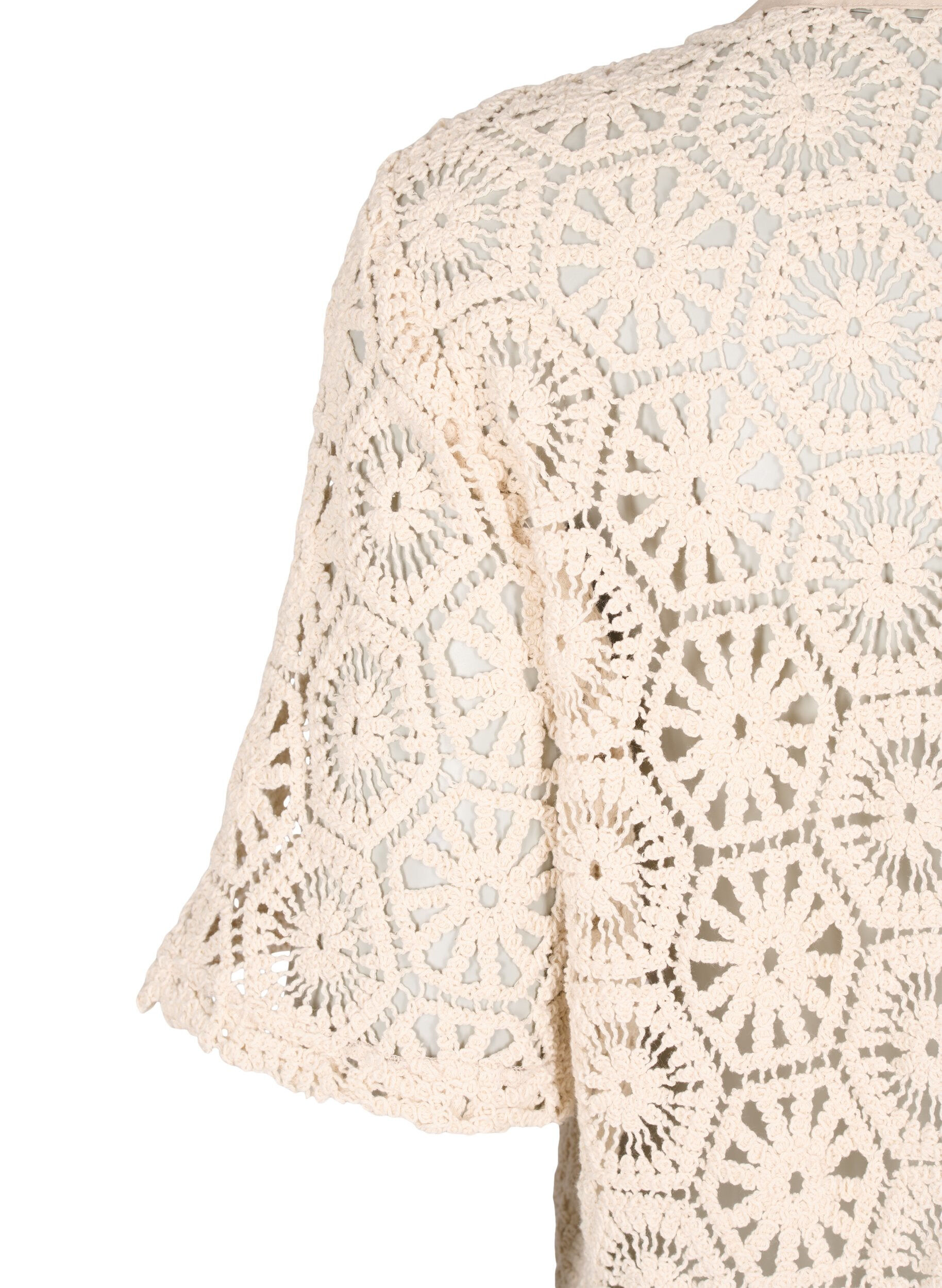 Zizzi Cardigan court en crochet, Beige, Packshot image number 3