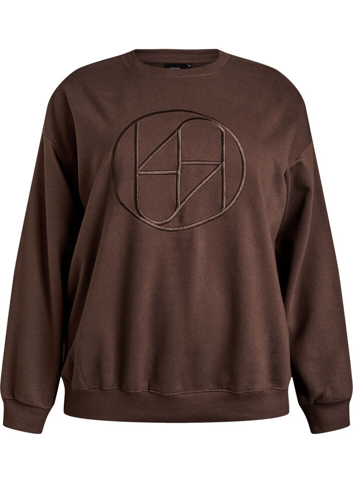 Sweatshirt avec motif, Marron, Packshot image number 0