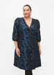 Robe portefeuille en jacquard avec manches 3/4, Black Blue, Model image number 0