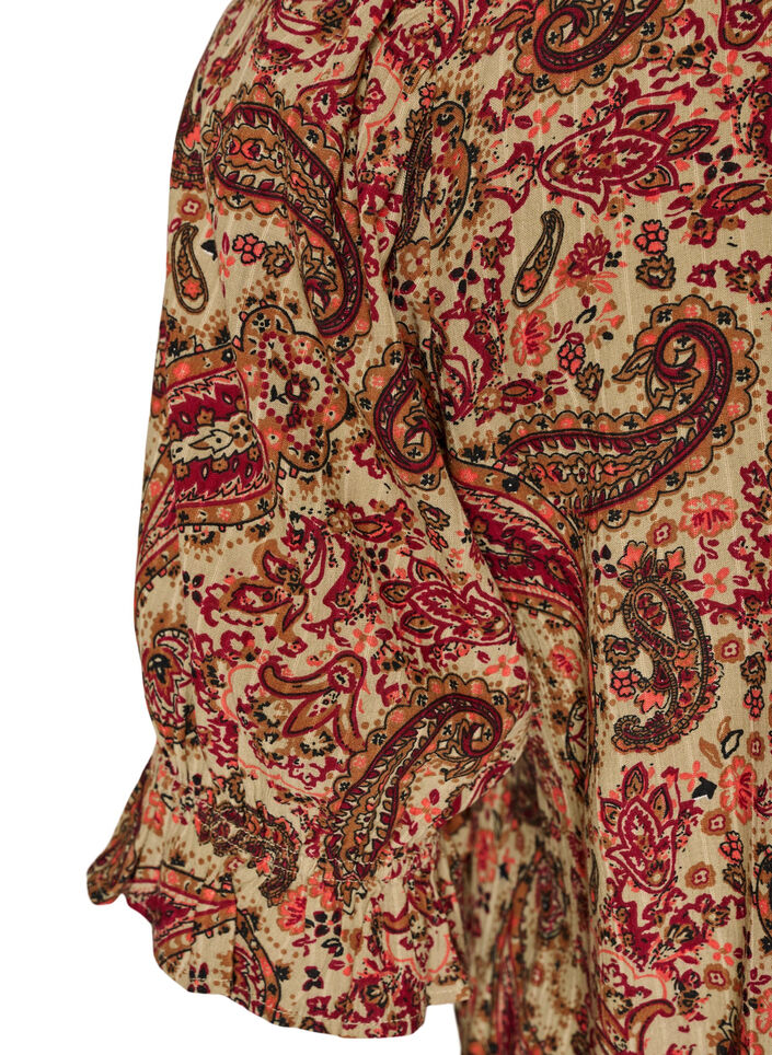 Chemisier en viscose avec imprim&eacute; paisley et encolure carr&eacute;e, Marron, Packshot image number 3